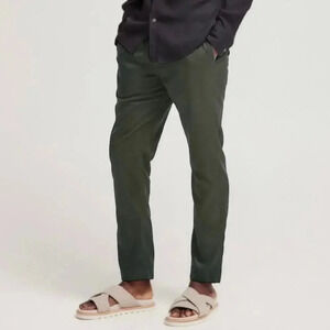 Venroy Men’s Tencel Lounge Chino Pull-on Pants Trousers in Green Size M
